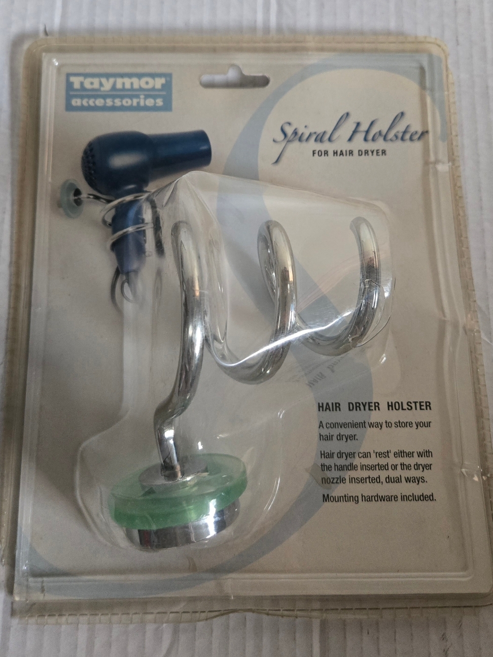 Spiral Holster for Hair Blow Dryer Bathroom Wall Shelf Hanging Storage ~ D1361